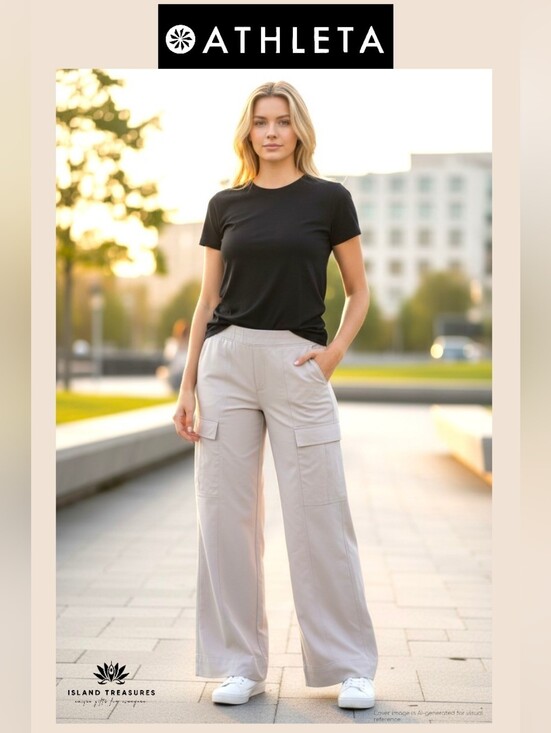 Athleta Pants - Athleta "Chelsea" Sz 8 Taupe/Stone Super Soft Fabric Flowy Wide Leg Zip Pockets